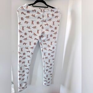 Just cozy - Women's White Fleece Leggings With Sloths - Size US M